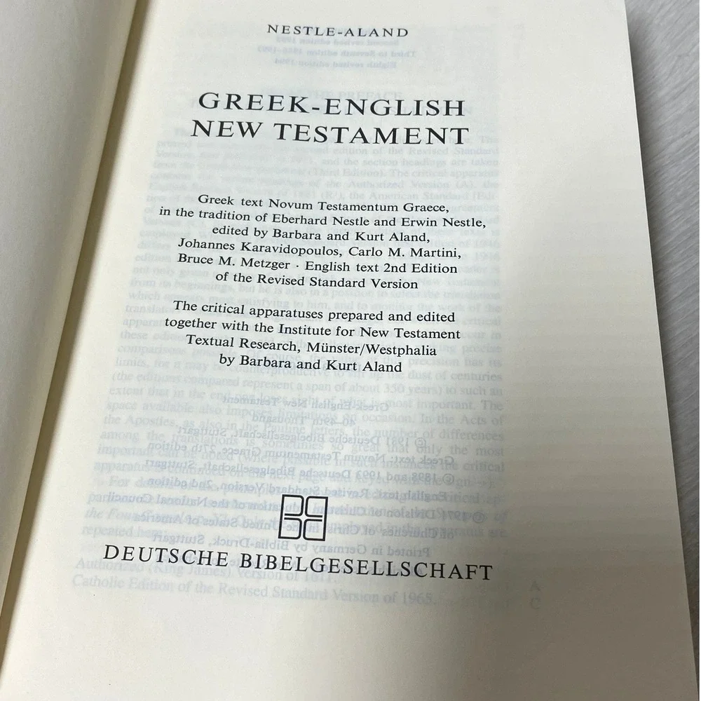 Nestle Aland Greek English New Testament 27th Ed 1994 RSV 2nd Ed Red Hardcover